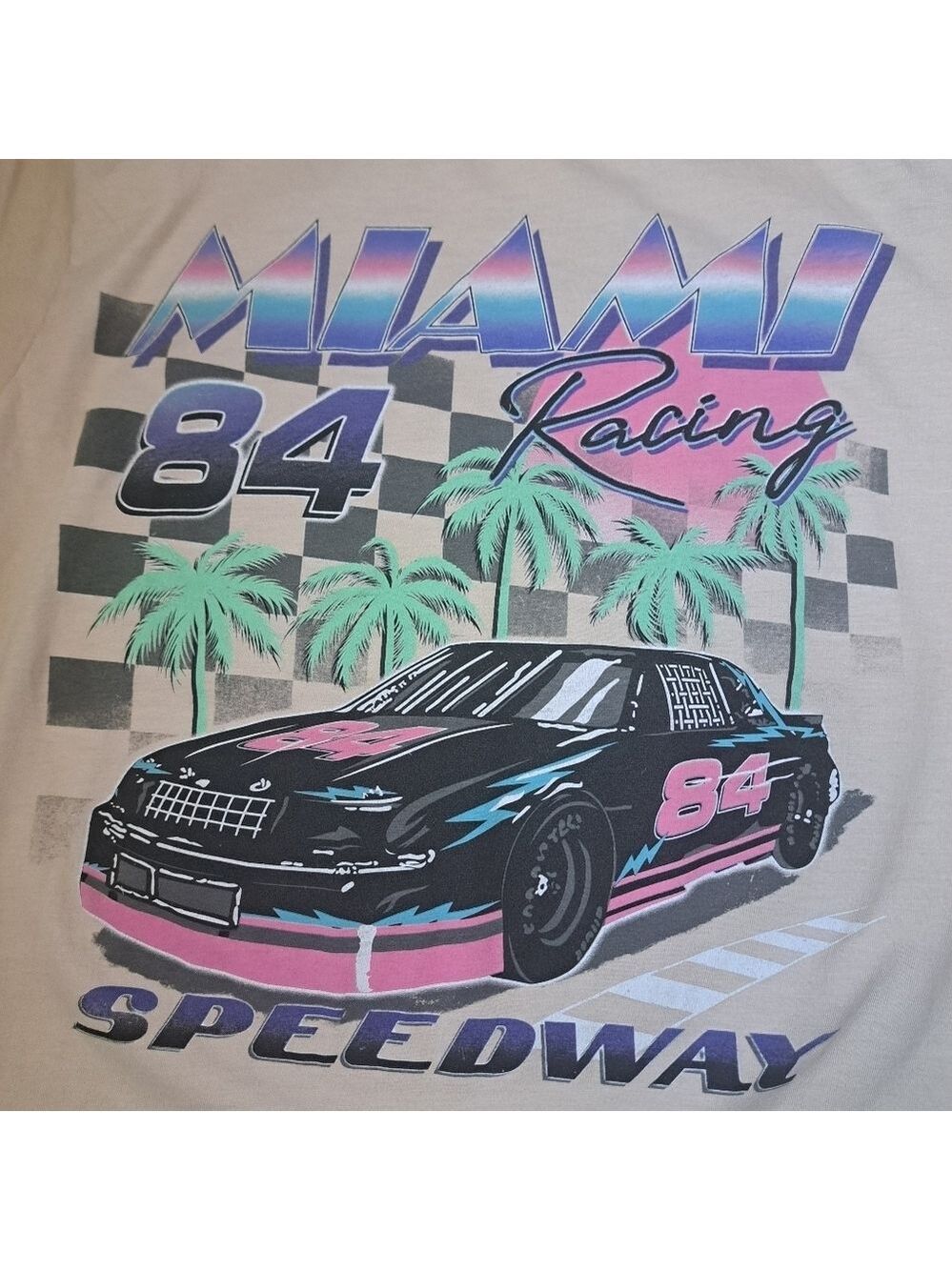 Thrift Shop Exchange MIAMI 84 RACING SPEEDWAY tshirt short sleeve Retro TEE S - Picture 3 of 6